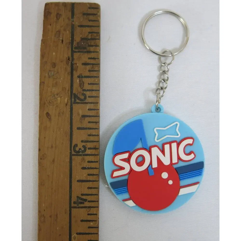 SONIC DRIVE IN *NEW* Cherry Keychain Keyring Slush Limeade Blue Red Rubber Logo